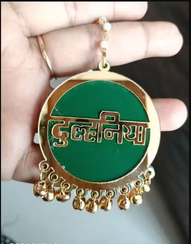 Dulhaniya Green & Gold Acrylic Gunghroo Earrings for Women & Girls featuring elegant ethnic styling with lightweight comfort and festive charm. Perfect for weddings, haldi, mehndi, festivals, parties, and traditional occasions