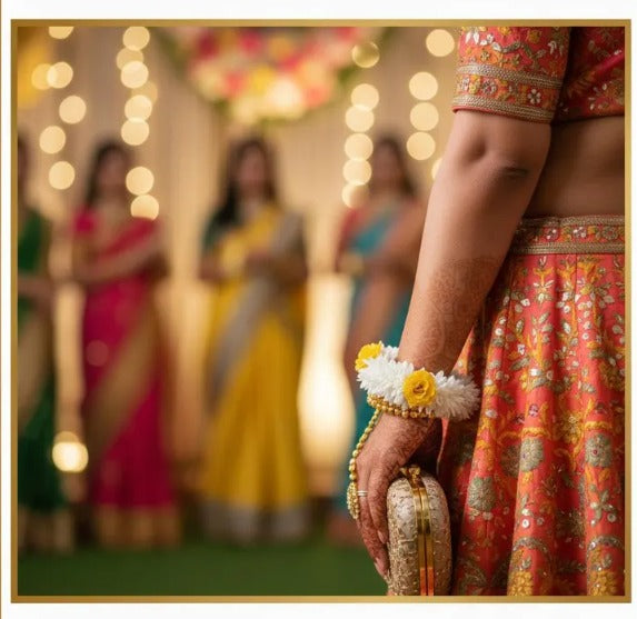 Yellow Artificial Gajra Bracelet/Wristlet for Wedding, Mehndi, Haldi, Bridesmaid