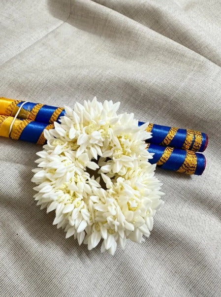 Jasmine Scented Wedding Gajra: Indian Bridal Hair Accessory, Wristband 12 Pieces