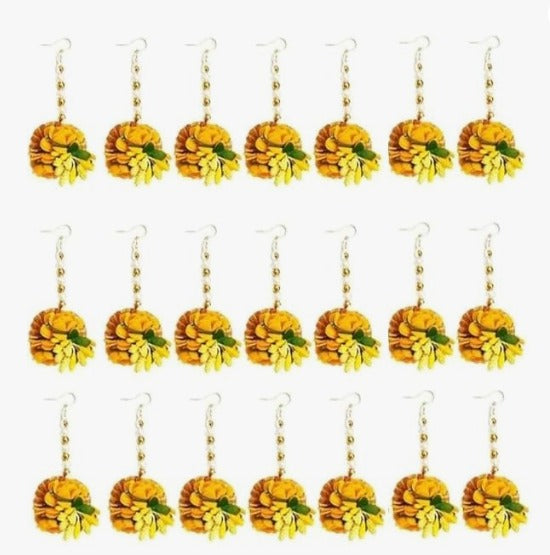 (Pack of 20) Flower Maang Tikka Set for Wedding | Shaadi| Haldi | Mehandi | Party in Yellow Colour for Girls and Women, Floral Jewellery/Jewelry Mangtika