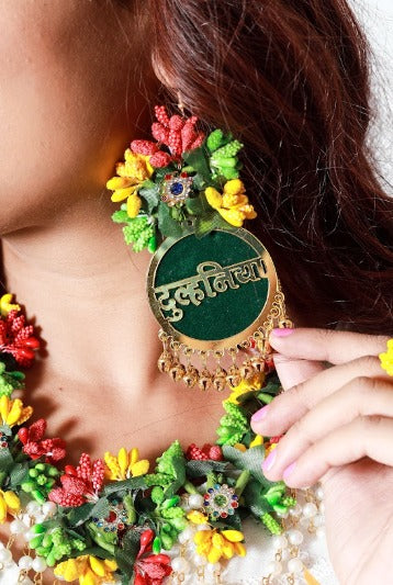 Jewellery Set For Haldi Gota Patti Necklace, Earrings, Bracelet & Maang Tika for Women & Girls (Mehandi/Haldi/Wedding/Bridal/Baby Shower)